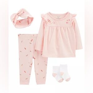Carter’s Baby Girls Top, Leggings, Socks & Headband, 4 Piece Set